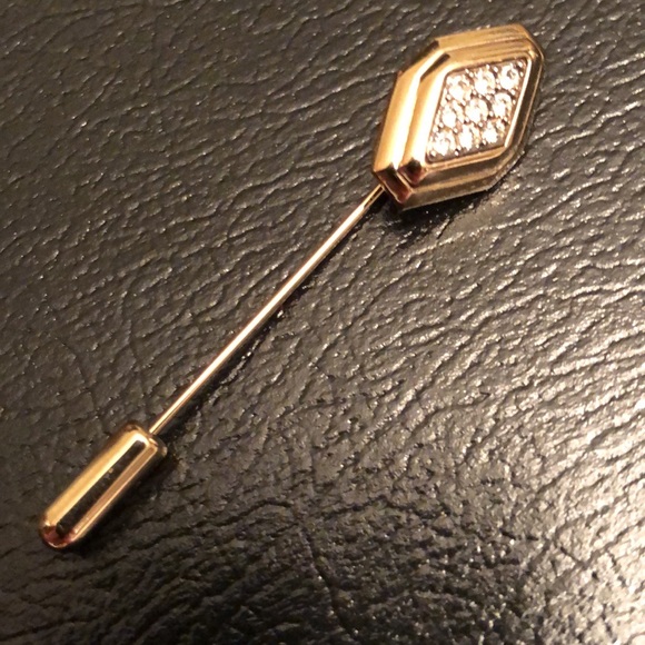 AVON VINTAGE STICK PIN LAPEL HAT SCARF TIE BLING GOLD TONE DIAMOND SHAPE - #426 - Picture 5 of 10